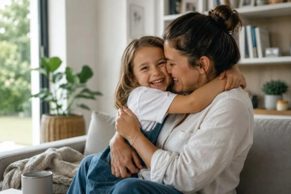 happy child with parent after parenting plans York